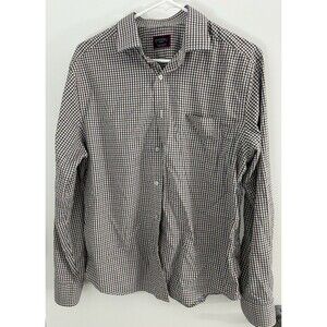 Untuckit Button Up Shirt Men’s Medium Plaid Blue brown Nylon  casual